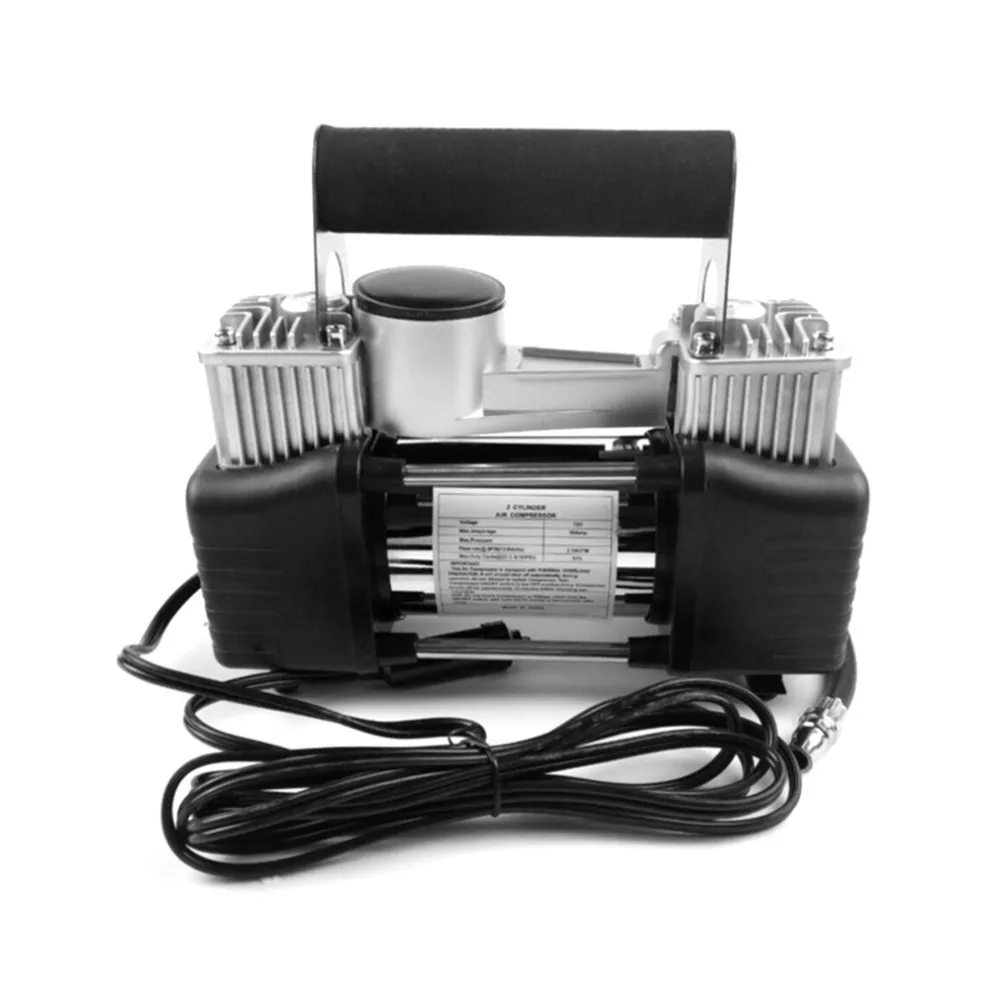 

High Pressure 12V Car Tyre Inflator Double Cylinder Air Compressor Metal Tire Inflator Air Pump with Tools Suitcase 2