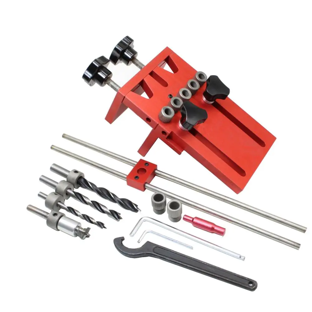 

(Drop shipping) Dowelling Jig for Furniture Fast Connecting Cam Fitting 3 In 1 Woodworking Drill Guide Kit Locator