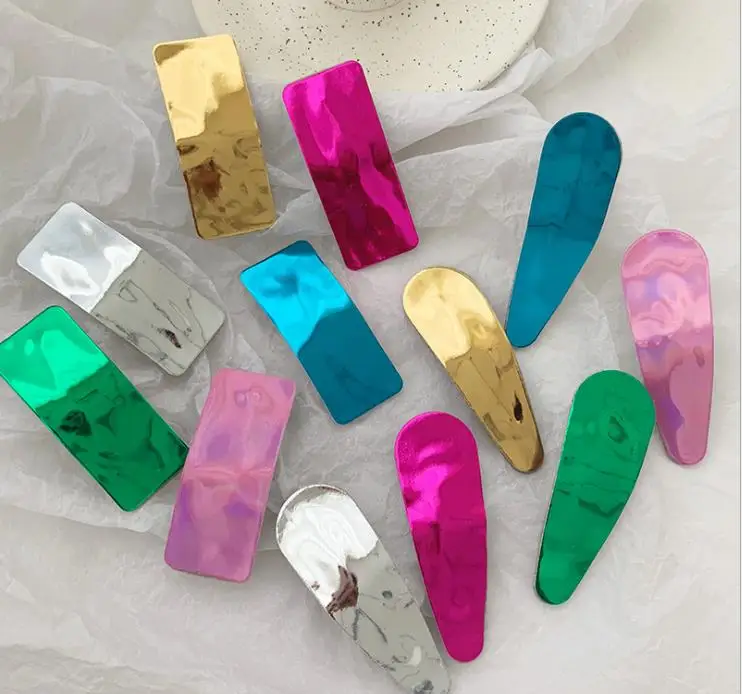 

New colorful mirror Girls Hairpins Headwear Set Candy Color Paint Hairclips Mirror effect Hair Clip Barrette for Kids Headwear
