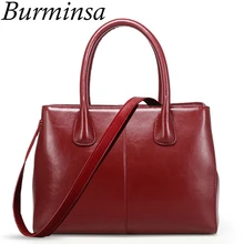 Burminsa шикарные женские сумки из натуральной кожи, большая вместительность, женские сумки через плечо, женские ручные сумки, черные, красные, бежевые