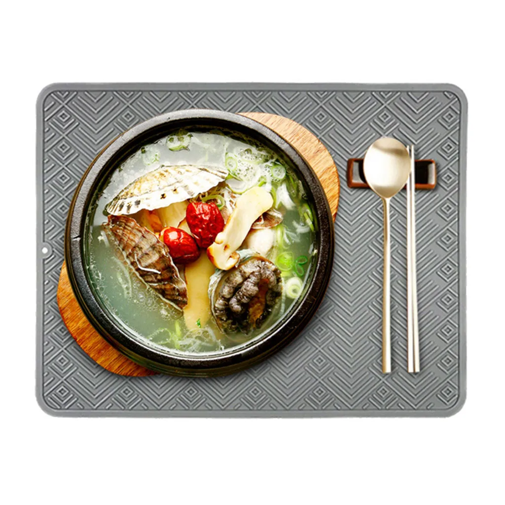 

Reusable soft texture blue black Silicone Mat Non-Slip Mat Bowl Coaster Square Table Placemat Kitchen Placemat