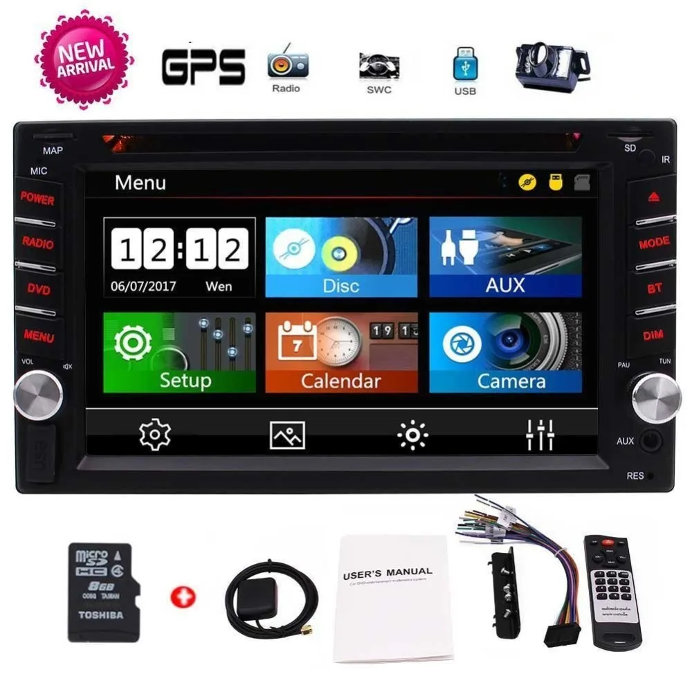

EinCar 2 Din Car GPS Navigation Touch Screen in console Stereo DVD Bluetooth GPS Radio Entertainment support USB SD AUX 1080P