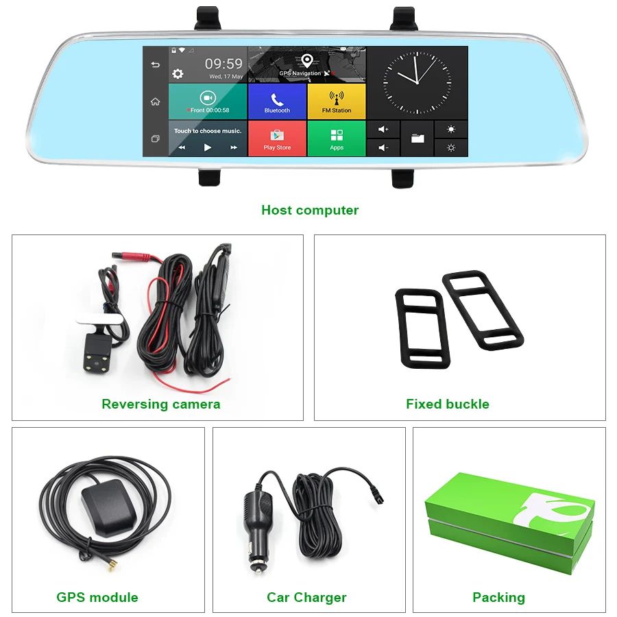 TOPSOURCE Авто GPS ANDROID 5 0 1G/16G 3G 7 "IPS Автомобильный видеорегистратор зеркальная камера