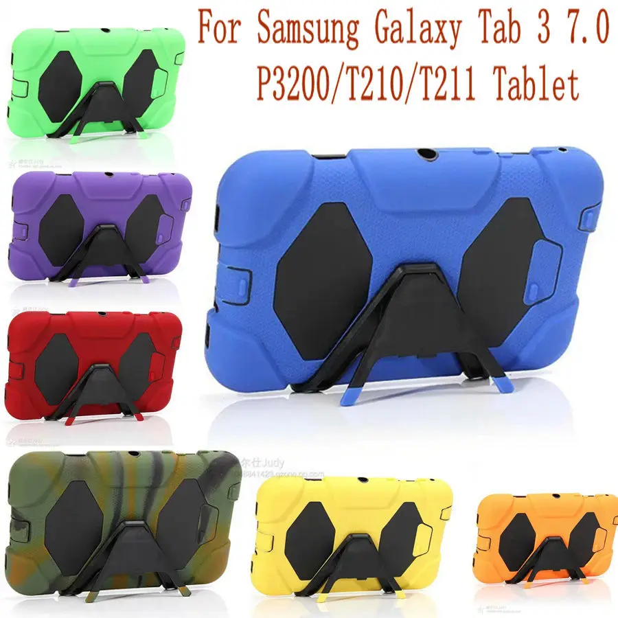 

New Waterproof Shockproof Dirt Dropproof Back Silicone Stand Cover For Samsung Galaxy Tab 3 7.0 P3200 T210 T211 Case +Stylus Pen