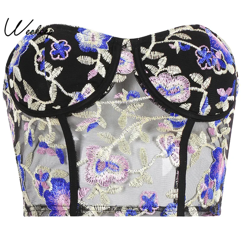 

Weekeep Women Sexy Patchwork Tube Top Cropped Push Up Bandeau Tops 2019 Summer Streetwear Underwear Crop Top
