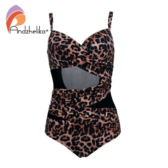 {Excellent|Wonderfull|Very Good|Very Recommended} Andzhelika Sexy Leopard One Piece Swimsuit Plus Size Swimwear Mesh Swimwear Bathing Suits Bodysuit women's swimming suit Limited Price