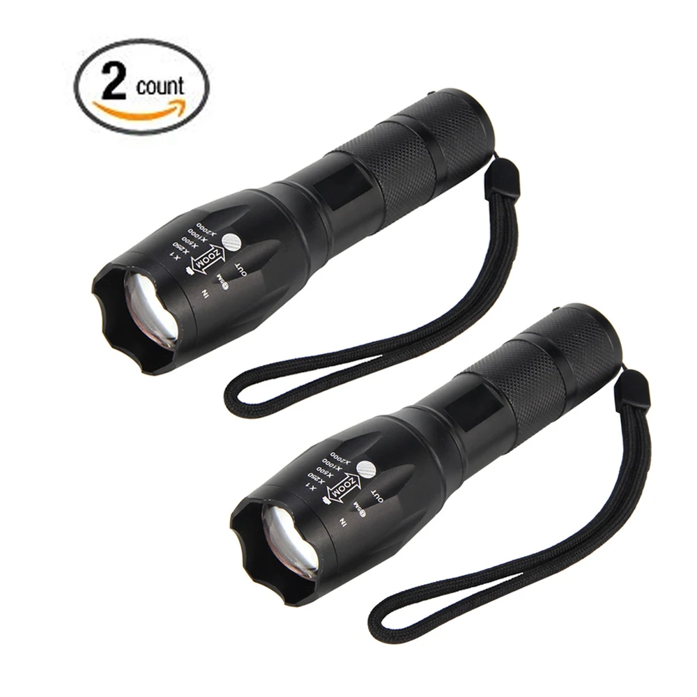 

2PCS A100 CREE XML-T6 1000Lumens 18650/AAA 5 Mode Outdoor Zoom Spotlight Torch Hunting Tactics LED Glare Flashlight New