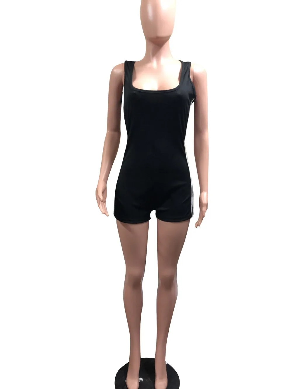 Summer Casual Mini Bodysuit Tracksuit Side Striped Women Sporting Jumpsuit Sleeveless Shorts Romper Playsuit Fashion Overalls
