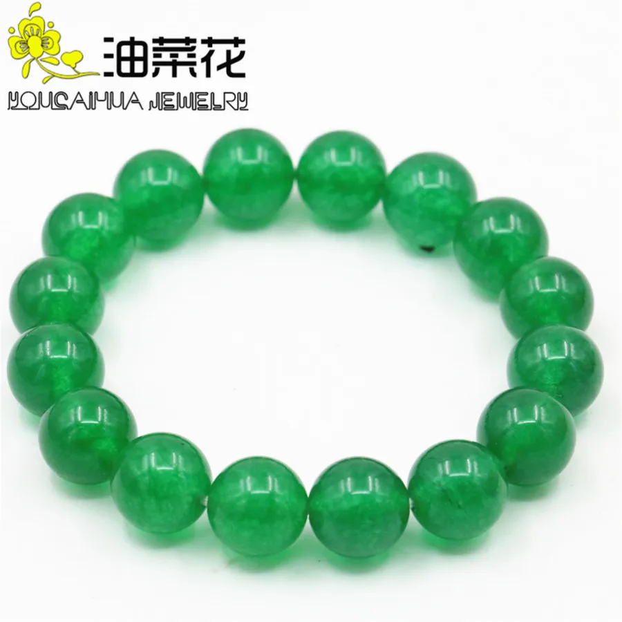 Fashion Charming 12mm Green Chalcedony Beads Bracelet Natural Stone Men`s DIY Jewelry Making Design Hand Made Ornaments | Украшения и