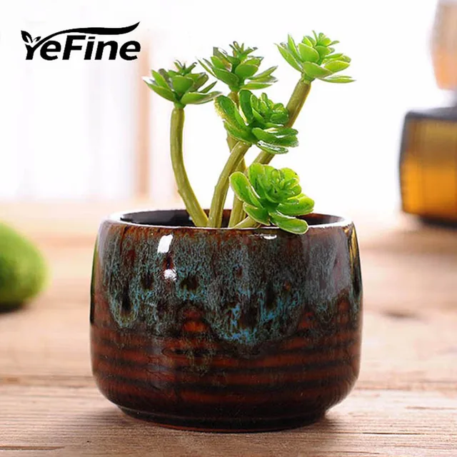 YeFine European Creative Succulents Bonsai Pots Home Decor Ceramic Crafts Ornaments Desktop Mini Fleshy Flowerpots For Plants