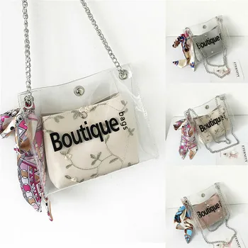 

NEW Women Transparent PVC Shoulder Beach Letter Candy Crossbody Bag Waterproof handbag