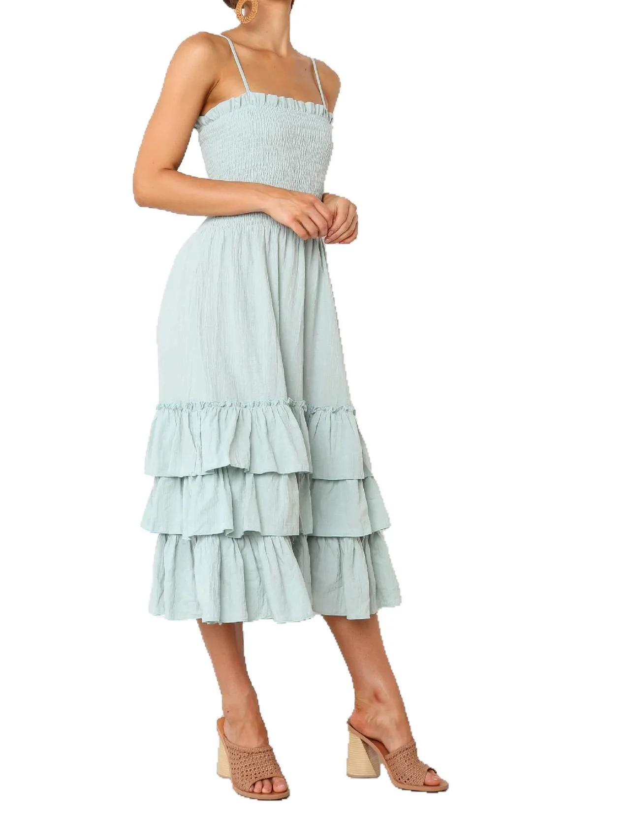 

Slim Layered Slip Dress Trendy Backless Off Shoulder Plain Dyed Solid Green White Womens Summer Sling Dress 2019 Ladies Vestidos