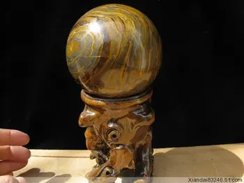 

FLASHY NATURAL TIGER EYE QUARTZ CRYSTAL BALL + STAND