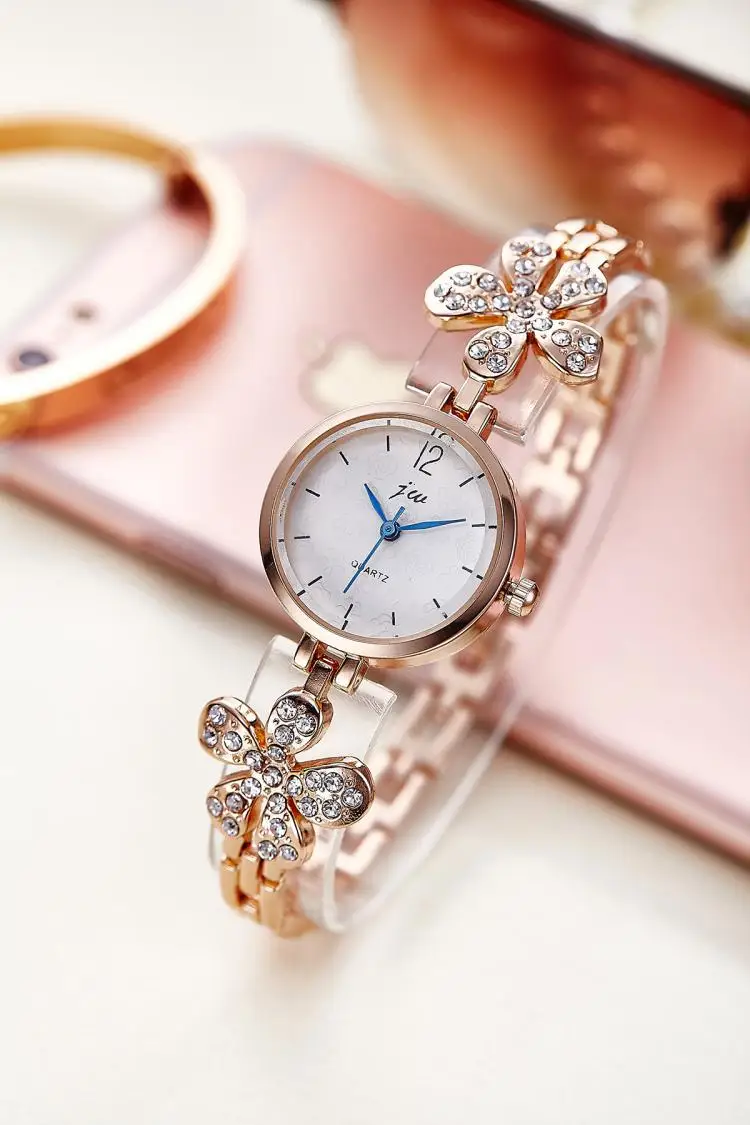 Топ люксовый бренд браслет часы для женщин розовое золото кварцевые часы для женщин Стразы нержавеющая сталь наручные часы женские часы - Цвет: Rose Gold