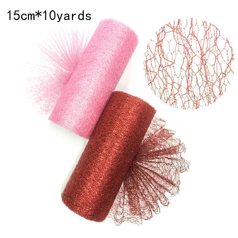 

Shimmering Glitter Tulle 15*10yards Organza Mesh Spool Craft Wedding Party Gift DIY Decoration Sheer Gauze Element Table Runner