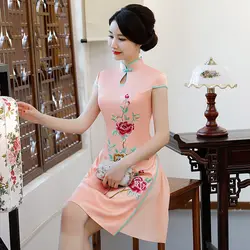 Новое поступление китайских женщин размеры s и m ini Cheongsam модные летние шорты стиль район платье тонкий Qipao Vestido Размеры размеры s m l xl XXL, XXXL 32919