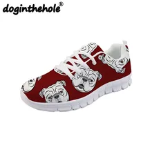 Doginthehole/женские спортивные кроссовки; прогулочная обувь на плоской подошве; теннисная обувь с принтом в виде английского бульдога; дышащая женская обувь из сетчатого материала