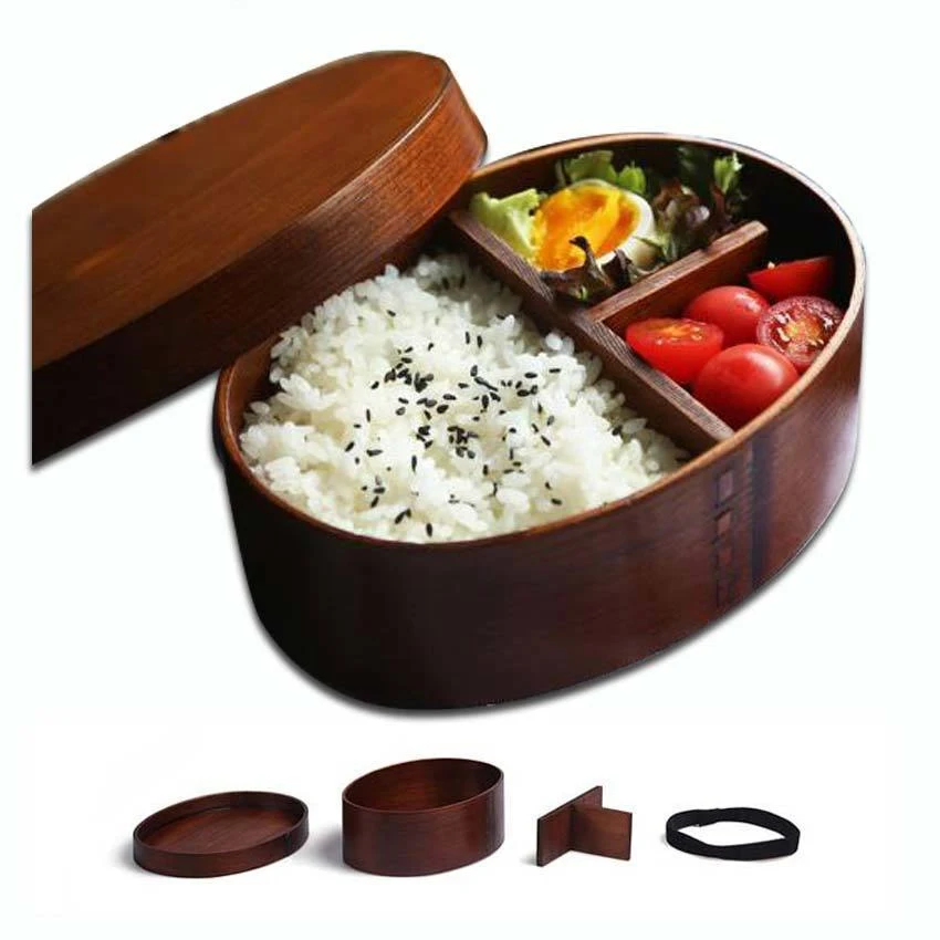 GFHGSD Wooden Lunch Box Handmade Rice Bowl Lunchbox Eco friendly Bento