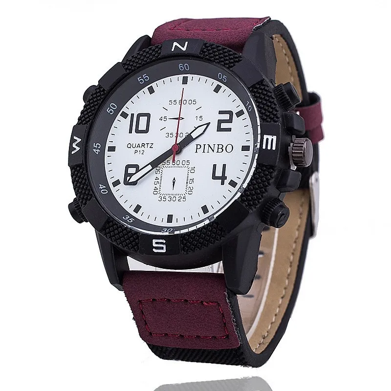 Relojes Лидер продаж Модные Элитный бренд Pinbo черные кожаные часы медведь мужские милитари, Спортивные кварцевые Мужской часы Chasy