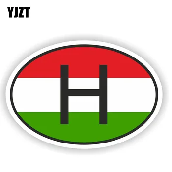 

YJZT 16CM*10.7CM Oval H HUNGARY COUNTRY CODE Flag Car Sticker Decal Accessories 6-1503