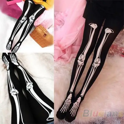 

Hot Womens Sexy Black Skeleton Tattoo Pantyhose Stockings Tights Hot 0JR2