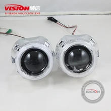 IPHCAR, автомобильный Стайлинг, аксессуары для модернизации, Круглый красный ореол, кольца в виде ангельских глаз, 2,5 дюйма, Hid, мини-объектив проектора для H1 H4 H7