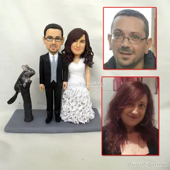 

ooak dollhouse polymer clay doll figurine miniature bride groom wedding cake topper decoration figurine for cake topper castle