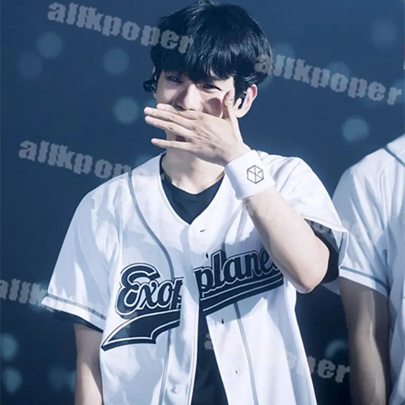 Эксо планеты 3 экзордиум футболка в Сеуле KPOP унисекс пуговицы Baekhyun 2019 летние топы