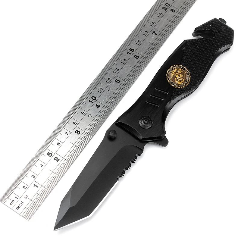 Baratos Cuchillo plegable de supervivencia táctico multifunción 440C mango de aluminio para acampar al aire libre cuchillos de bolsillo de caza envío gratis