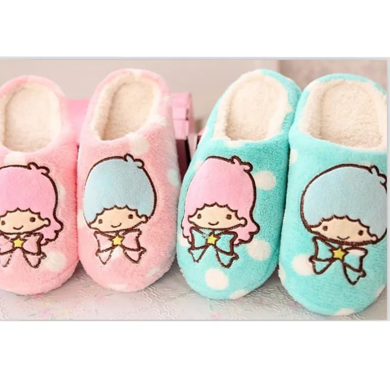 

Little twin stars gemini home slippers female floor soft outsole slippers star paragraph