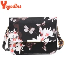 Yogodlns Luxury Women Bags Design Small Satchel Women bag Flower Butterfly Printed PU Leather Shoulder Bag Retro Crossbody Bag
