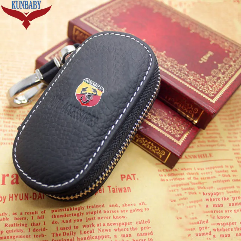 

KUNBABY Genuine Genuine Leather Bag Car Key Case Cover Wallets Fashion Housekeeper Holders Carteira For ABARTH