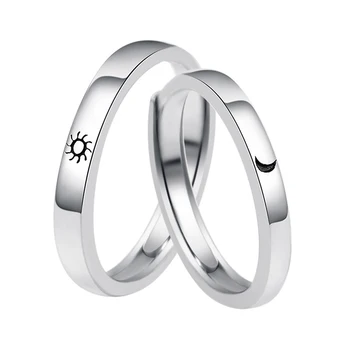 

Zinc alloy Lovers Couple Rings Silver Sun moon Wedding Promise Ring For Women Men Engagement Jewelry Party Gift