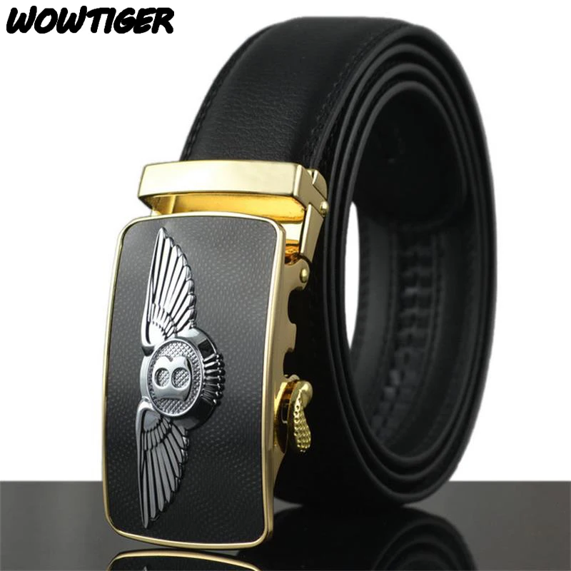 Мужской кожаный ремень WOWTIGER Модный деловой с автоматической пряжкой 2019|brand sofa|belt
