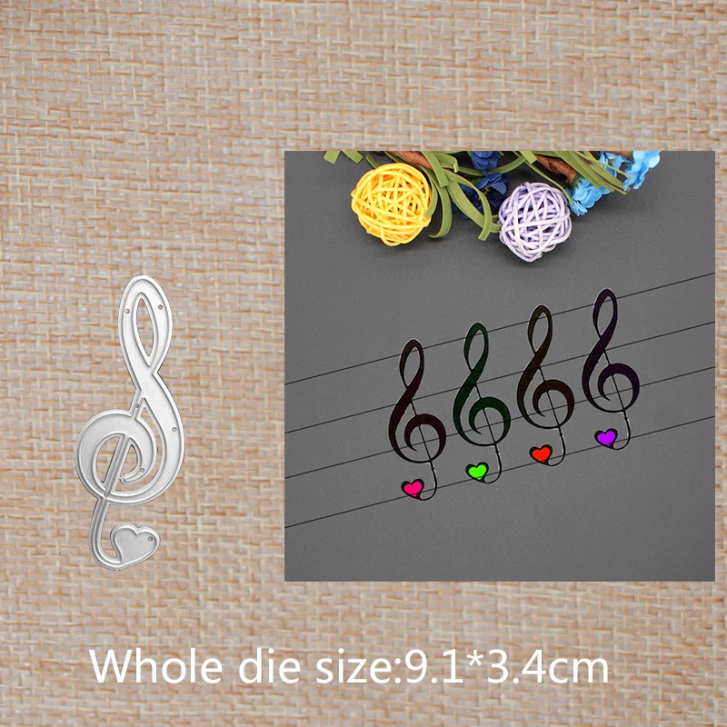 

Heart music note Metal Cutting Dies DIY Scrapbooking Album Paper Card Craft Embossing mold 91*34 mm