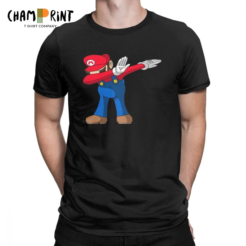 

Dabbing Super Mario T Shirts Men Pure Cotton Leisure T-Shirt Crewneck Tees Short Sleeve Clothes Gift Idea