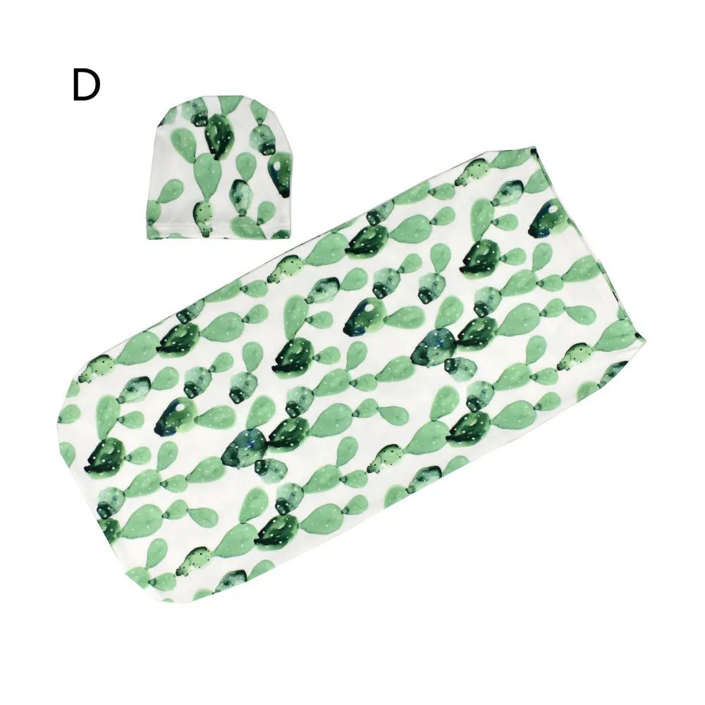 Детское одеяло для пеленания, спальные мешки, одеяло-кокон для новорожденного мальчика, пеленка для сна, муслиновая накидка, шапка, набор - Цвет: D