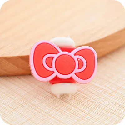 Kawaii Hello kitty USB кабель Защита для наушников. Мультяшный чехол для iPhone/5S 6/6s Android кабель передачи данных защитный рукав - Цвет: red bow