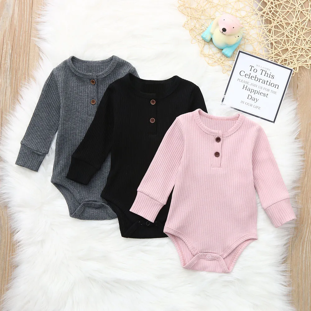 

MUQGEW new born baby clothes Baby long sleeve striped cotton solid color romper romper conjunto de roupas infantil menino#y2