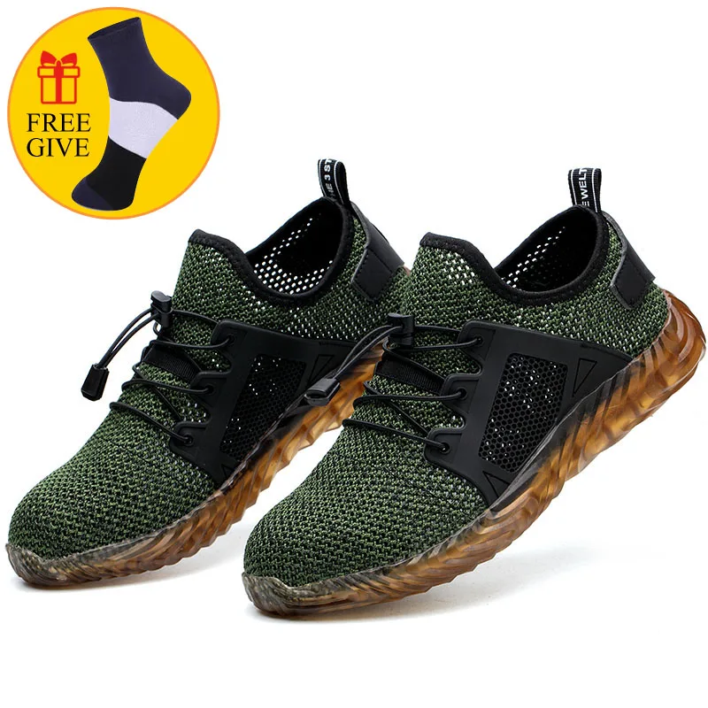 

DAOKFPO 2019 Men Steel Toe Work Safety Shoes Lightweight Breathable Reflective Casual Sneaker Prevent piercing Protective boots