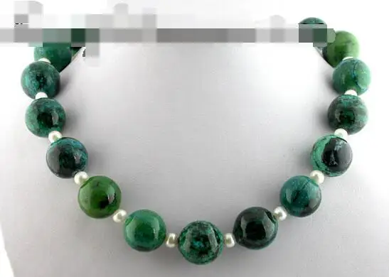 

song voge gem nanJ1653 nature round malachite white pearl necklace