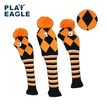 3pcs/set Stripe Kniting Golf Driver Wood Head Covers Knit Wool 1 3 5 Fairway Protect Headcover with Number Tag 3pcs/set Stripe Kniting Golf Driver Wood Head Covers Knit Wool 1 3 5 Fairway Protect Headcover with Number Tag
