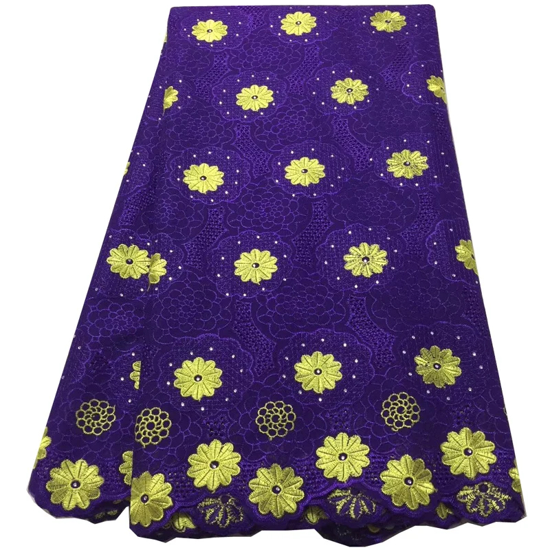 

Free shippping (5yards/pc) high quality African cotton lace fabric with embroidery Swiss lace fabric for party dress CLS160