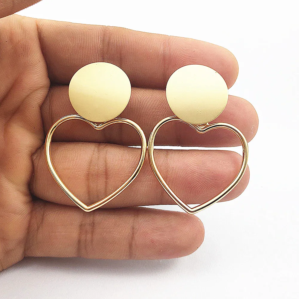 

2019 Exaggerated Metal Pendant Earrings Round Gold Cutout Large Earrings Geometric Earrings for Women Jewelry P687-P689