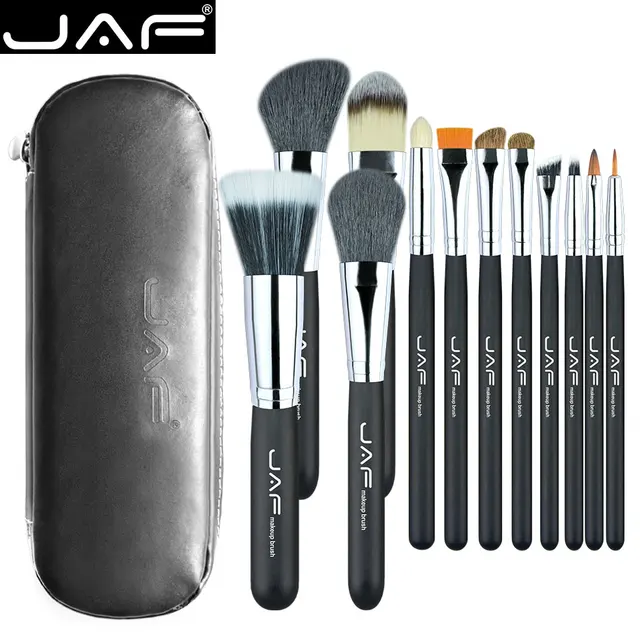 Best Offers JAF 12pcs High Quality Make Up Brush Set Leather Case with Zipper Professional Cosmetic Beauty Makeup Brushes & Tools J1203MYZ-B Best Offers JAF 12pcs High Quality Make Up Brush Set Leather Case with Zipper Professional Cosmetic Beauty Makeup Brushes & Tools J1203MYZ-B