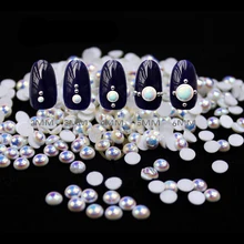 100 шт блестки 3D белые AB жемчужные наконечники для украшения ногтей DIY круглые плоские стразы с жемчугом очаровательные маникюрные аксессуары для ногтей