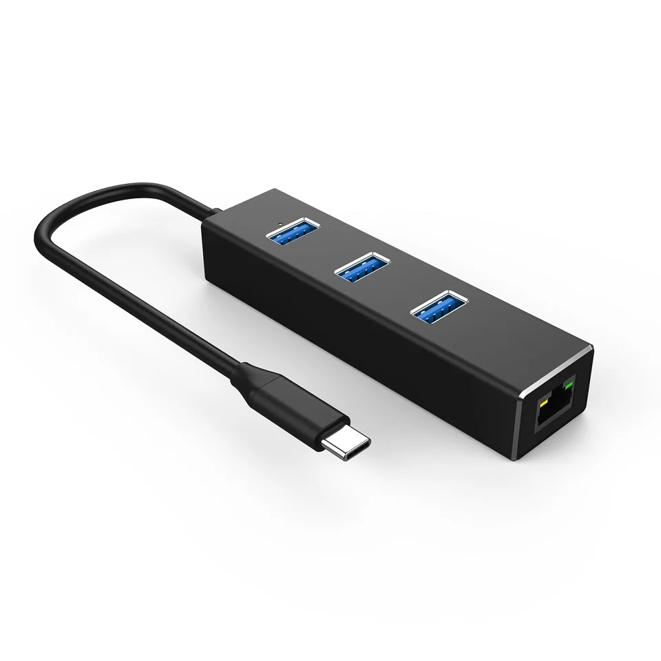 JZYuan USB C к Ethernet адаптер для MacBook Pro с типом C USB 3,0 концентратор 3 порта RJ45 гигабитная Сетевая карта Lan адаптер переключения