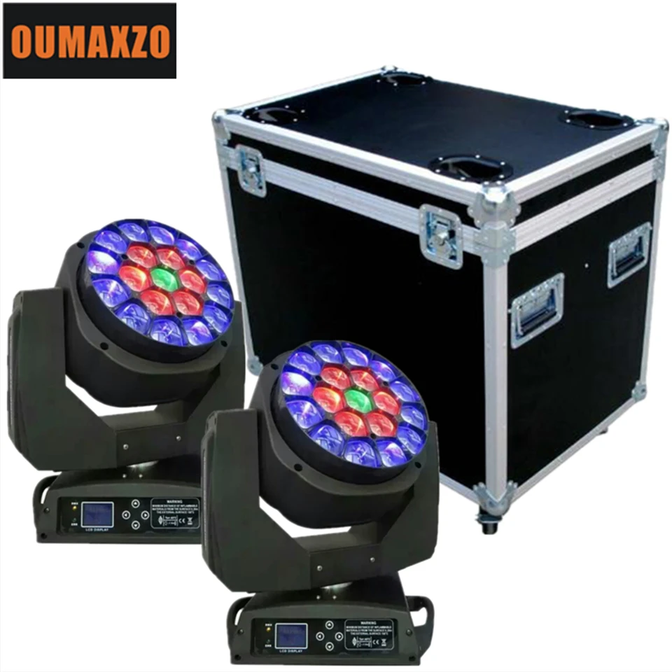 2 قطعة/الوحدة و flightcase 19x15 واط 4in1 RGBW كبير Led ضوء النحل العين تتحرك رئيس الطين باكى b العين k20 4in1 led كبير النحل العين 19 قطعة التكبير الصين