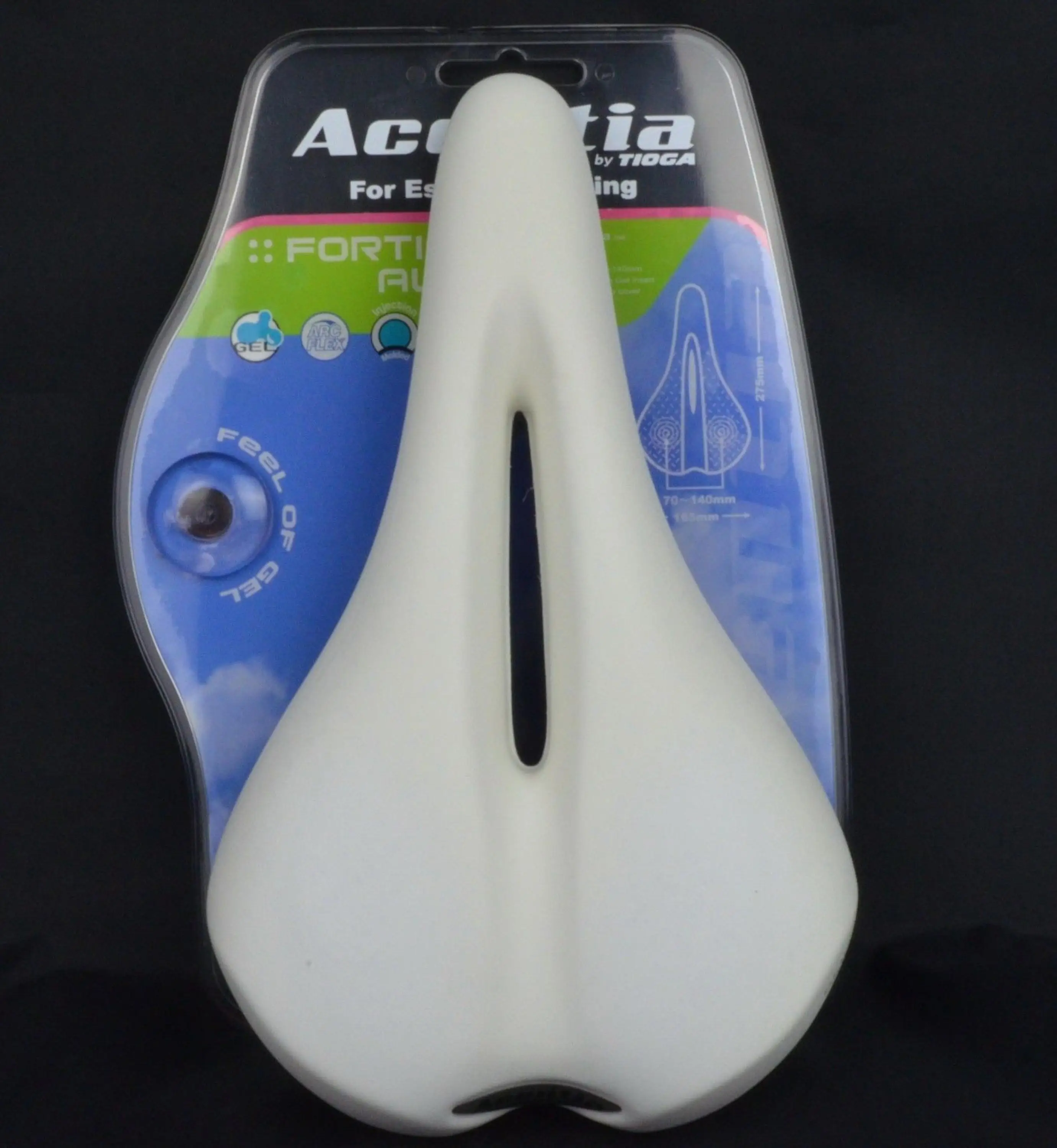 

ACENTIA BY TIOGA FORTIS AURA GEL SADDLE SEAT MTB CITY BIKE CENTER CUTOUT COMFORT WHITE