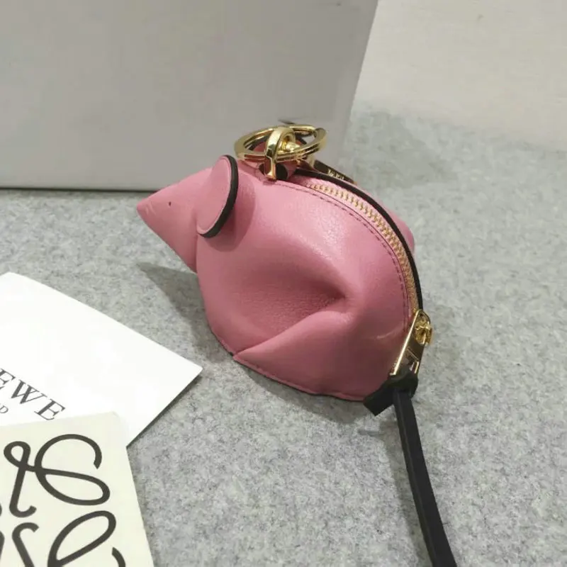 Trong Натуральная кожа ручной работы Милая монета с мышью кошелек девушки Мини Крыса сумка кошелек кулон аксессуары с крючком и брелок - Цвет: pink genuine leather